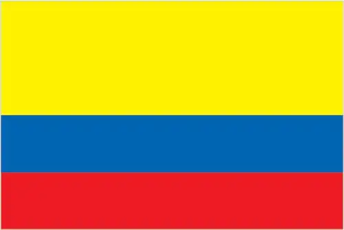 The flag of Colombia features three horizontal bands of yellow, blue, and red. The yellow band is twice the width of the other bands. The yellow represents the country's wealth and sovereignty, blue symbolizes the seas, rivers, and sky, and the red represents the blood shed for independence and the courage of the Colombian people.