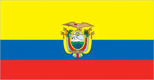 The flag of Ecuador features three horizontal bands of yellow, blue, and red, with the yellow band being twice the width of the others. In the center is the national coat of arms. The yellow represents the country's wealth and mineral resources, the blue symbolizes the sky, sea, and rivers, and the red represents the blood shed for independence and the courage of the Ecuadorian people.