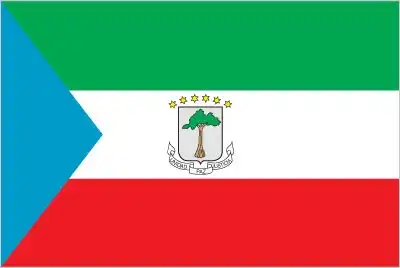 The flag of Equatorial Guinea features three horizontal bands of green, white, and red, with a blue triangle on the hoist side containing a white five-pointed star. The green represents the country's natural resources and agriculture, the white symbolizes peace, the red represents the blood shed for independence, the blue triangle represents the sea, and the star represents the island of Bioko.