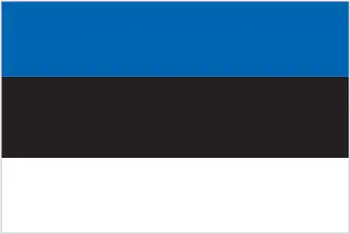 The flag of Estonia features three horizontal bands of blue, black, and white. The blue represents the sky, lakes, and sea, the black symbolizes the soil and the dark forests, and the white represents the snow, birch bark, and the people's aspiration for light and happiness. The colors are inspired by the traditional clothing of Estonian women and represent the country's natural beauty.