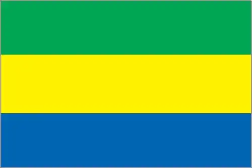 The national flag of Gabon features three horizontal stripes of green, yellow, and blue. It was designed to reflect the country's abundant natural resources and unique geographic position along the equator and the Atlantic coast.