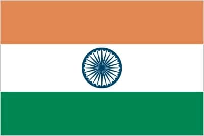 The National Flag of India is a horizontal tricolour of India saffron (kesaria) at the top, white in the middle and India green at the bottom in equal proportion. In the centre of the white band is a navy-blue wheel with 24 equally spaced spokes which represents the Ashoka Chakra. The flag is made of hand spun and hand woven wool/cotton/silk khadi bunting and is rectangular in shape.