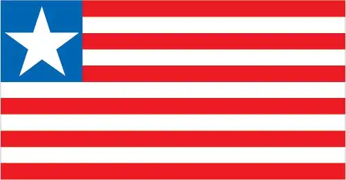 Liberia Flag - Liberia’s flag closely resembles that of the United States: eleven alternating red and white horizontal stripes and a blue canton bearing a single white five‑po