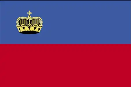 National flag of Liechtenstein - Liechtenstein’s national flag is a horizontal bicolor of blue over red, with a gold princely crown in the canton. The combination reflects both dynastic loyalty and national distinctiveness.