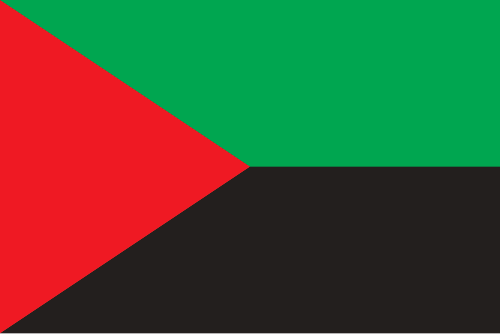 National flag of Martinique - Martinique lacks an official regional flag; administratively it uses the French tricolour. In February 2023, a new flag—the red‑green‑black ‘Rouge‑Vert‑Noir’ triangle‑bicolor—was adopted by the local assembly for cultural and sporting contexts, symbolizing Pan-African heritage and local identity.