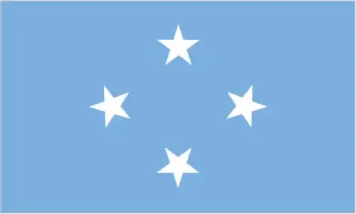 Micronesia Flag - The national flag of Micronesia features a light blue field with four white five-pointed stars arranged in a diamond pattern centered on the flag, symbolizing t