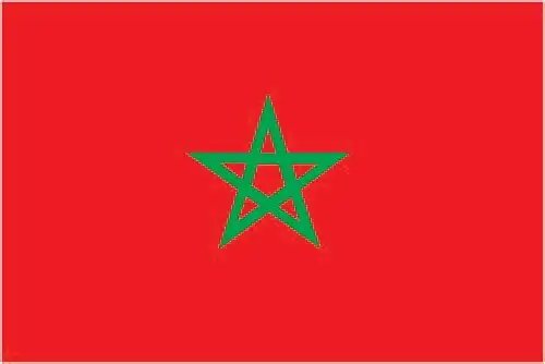 National flag of Morocco - Morocco’s flag is a red field charged with a green five-pointed pentagram (Seal of Solomon) at the center. The rich red reflects Alaouite royal lineage, while the green star eloquently links the nation to Islamic heritage.