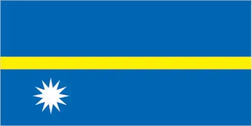 National flag of Nauru - Nauru’s flag bears a deep blue field bisected horizontally by a thin golden stripe, over which sits a white twelve‑pointed star near the hoist—an evocative representation of its geographical and cultural identity.