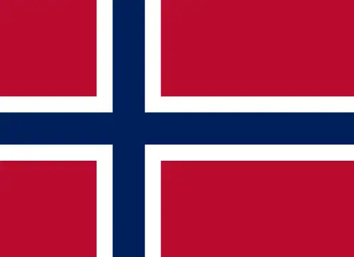 National flag of Norway - Norway’s flag features a red field with a blue Scandinavian cross outlined in white, symbolizing its Nordic identity and maritime heritage.