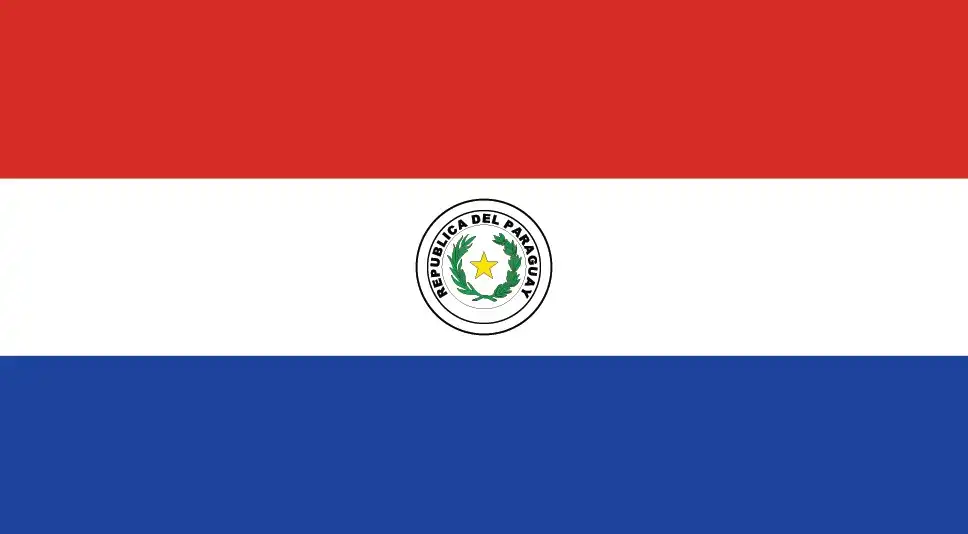 National flag of Paraguay - Paraguay’s flag comprises horizontal bands of red, white, and blue. Uniquely, the obverse features the national coat of arms, while the reverse shows the Treasury seal—making it the only national flag with different designs on each side.