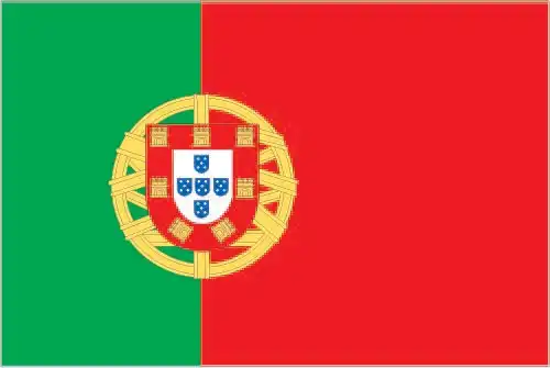 Portugal Flag - Portugal’s flag features a vertical bicolor of green and red, divided unevenly, with the national coat of arms (shield and armillary sphere) straddling the divi