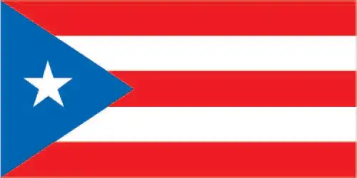 Puerto Rico Flag - Puerto Rico’s flag features five horizontal stripes (three red, two white) with a blue equilateral triangle at the hoist containing a white five‑pointed star. D
