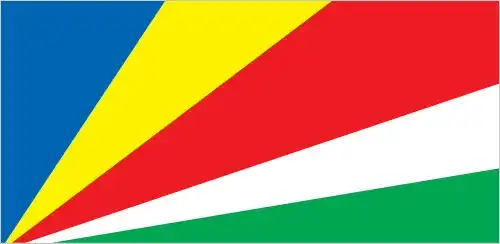 National flag of Seychelles - The flag of Seychelles consists of five oblique, radiating bands of blue, yellow, red, white, and green, emanating from the lower-hoist corner—symbolizing a dynamic, forward-leaning nation.