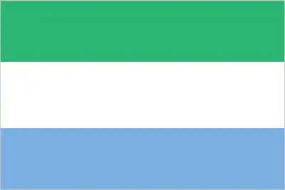Sierra Leone Flag - Sierra Leone’s flag is a horizontal tricolor of green, white, and blue—representing the country’s land, peace, and maritime heritage, in offset proportions that