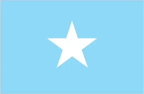 Somalia Flag - Somalia’s flag features a single white five-pointed star centered on a light blue field—an emblem of unity, hope, and the Somali people across their traditional