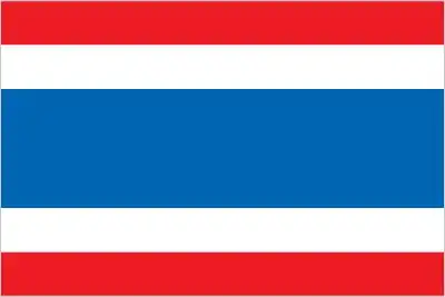 National flag of Thailand - Thailand’s flag, known as the Tricolor or ‘Thong Trairong’, features five horizontal stripes—red, white, blue (double width), white, red—representing the nation, Buddhism, and the monarchy.